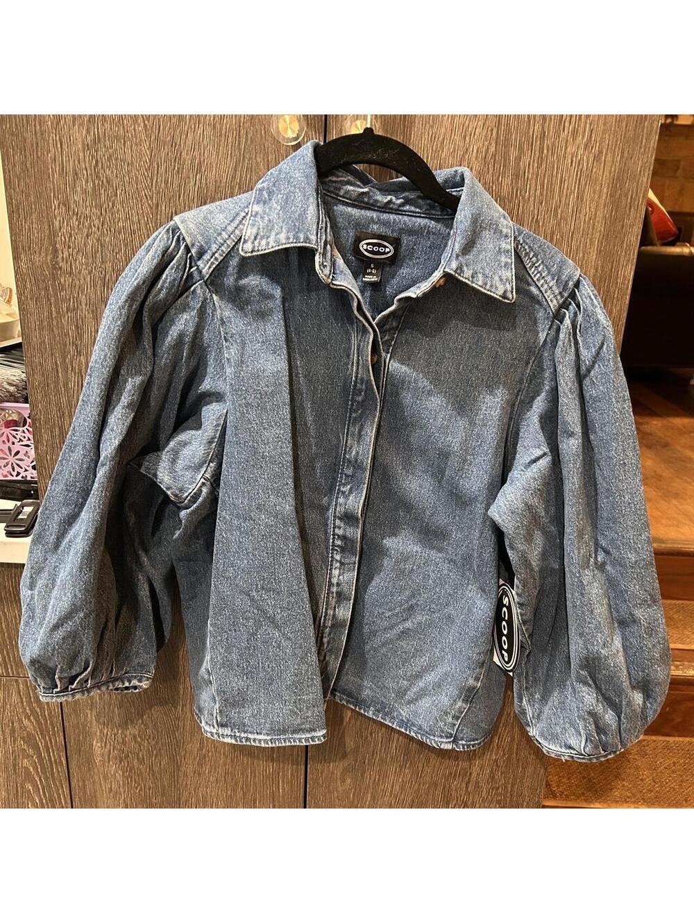 Scoop Denim Button Up Blouse